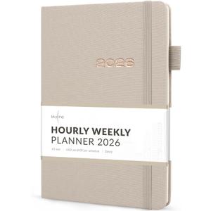 Skyline Dated Hourly Weekly Planner 2026  Agenda & Daily Appointment Book  Time Blocking Notebook for Business Entrepreneurs, A5 (Seashell)