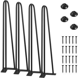 SMARTSTANDARD 22 Inch Hairpin Table Legs, 3 Steel Rods (Black, 4PCS)