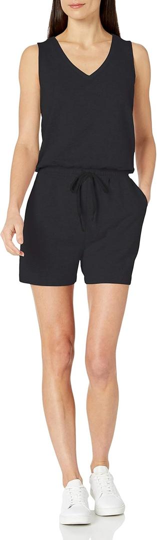 Amazon Essentials Women's Studio Terry Romper (X-Large, Black)