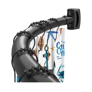 Black Curved Shower Curtain Rod 33-78 Inches Adjustable Splicing Design Need To Drill Shower Rods Curved Round Bowed Rust proof, Premium Stainless Steel Shower Curtain Rod for Bathroom, Bathtub, Stall