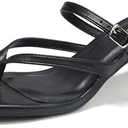LULLASONG Women's Kitten Heels Sandals Flip Flops Low Heels Slip On Slides 1.8-2 Inch Heeled Square Open Toe Sandals for Women, 9.5