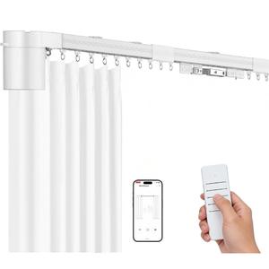 Smart Electric Curtain Track, 216.5" Motorized Curtain Rail with APP & Remote Control, Ultra Quiet Automatic Smart Home Curtain System for Living Room Bedroom, Fixed-Length Design