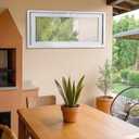 Vinyl Basement Hopper Window, 32" x 16" Bathroom Window with Double Pane Insulated Glass and Fiberglass Screen, White PVC Frame, Energy Efficient Replacement Window for Basement, Bathroom (White)