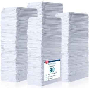 Simpli-Magic Cotton Shop Towels 14"x12" (90 Pack)  Reusable Cleaning Shop Rags for Automobiles, Industries, Garage and Homes (White)