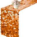 12 x 108 Inch Orange Sequin Table Runner Glitter Rectangle Big Sequin Table Runner for Wedding Party Birthday Christmas Halloween Decoration (1 Pack)