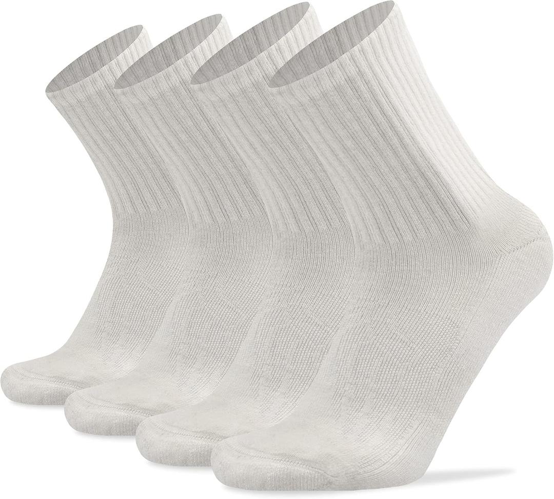 Socks Daze Merino Wool Cushioned Hiking Socks for Men Women, Warm Crew Walking & Boot Socks for Trekking, Work, Outdoor (Medium, 4 Pairs White)