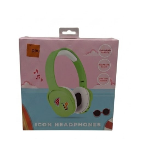 Icon Headphones. Comfortable Padding. High-Quality Sound. Cute Icon Feature. Green
