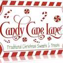 Artlunar Vintage Christmas Decor Gifts Rustic Candy Cane Lane Traditional Christmas Sweets&Treats Tin Sign for Home Farmhouse Kicthen Cafe Bar Wall Decor 8 x 12 Inch (3247)