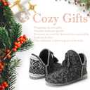 The Metluks Women's Cozy Knit Slipper Boots Memory Foam Non-slip Indoor Outdoor Warm House Booties (7-8, Nordic Black)