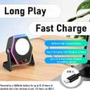 Hupoaf Wireless Induction Speaker, 5 in1 Bluetooth Phone Speaker with Mirror, Stereo Sound, RGB Ambient Light, 2600mAh, Tech Gifts for Men Women, Adjustable Phone Stand for iOS/Android, Pure Black