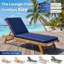 Chaise Lounge Cushion Outdoor, 80"x26"x3" Water-Resistant Navy Blue | Fade-resistant fabric, 30D thickened soft foam, long straps furniture replacement cushions, ideal for pool garden & balcony