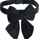 THAIN Velvet Dog Collar with Style Bow Tie, Quick Release Plastic Buckle Adjustable Dog Collars for Small Medium Large Dogs Pets (L, Velvet Black)
