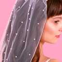 xo, Fetti Bachelorette Party Pearl Bridal Veil | Headband Decorations, Bride To Be Gift, Wedding (White)