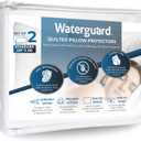 Waterguard Quilted Pillow Protector - Waterproof and Bed Bug Proof Standard Size Zippered Pillow Protector - Luxury Designed Pillowcases Protects Pillows from Dirt, Dust Mites, Stains, & Spills