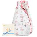 Baby Sleep Sack, 1.0 TOG Toddler Sleep Sack Thermostatic, Super Soft Cotton Baby Wearable Blanket for Boys Girls, Baby Sleeping Bag with 2-Way Zipper for All Season (Rabbit) 12-18 M