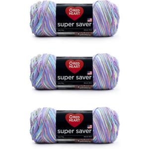 Red Heart Super Saver Yarn, 3 Pack, Monet 3 Count