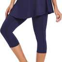 WOWENY Women Tennis Skirted Leggings with Pockets Athletic Ruffle Skirt with Leggings Golf Skort Pickleball Clothing (Medium, Navy)