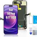 iPhone 14 Pro Screen Replacement, 6.1'' LCD COF Display(A2650, A2889, A2890, A2891, A2892) and Touch Digitizer Full Assembly with Repair Tool Kits,Waterproof Tape,Screen Protector,120Hz Promotion