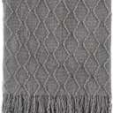 BATTILO HOME Dark Grey Throw Blanket for Couch, Textured Solid Soft Sofa Throw, Knitted Decorative Grey Blanket, 50"x60"