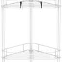 4 Tier Floor Standing Corner Shower Caddy Organizer Shelf with Hooks, Bathroom Shelves Stand Rack, White