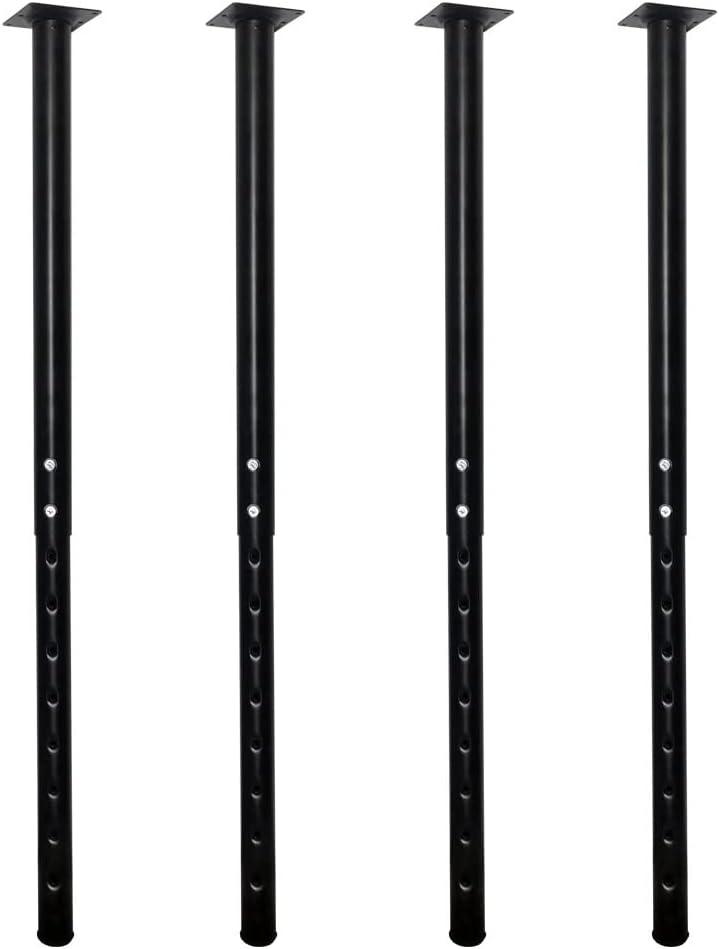 QLLY Adjustable Metal Table Leg, 24-40 inch, 60-100cm, Home Office DIY Desk Leg, Furniture Leg Set (4, Black)