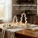 2 Pcs White Ceramic Christmas Tree with LED Tea Lights & Remote Control, Farmhouse Tabletop Christmas Decorations Indoor for Mantle, Fireplace, Shelf Winter Holiday Home Decor (9.5" H & 7.5" H)