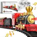 Hot Bee Train Set - Train Toys for Boys with Smokes, Lights and Sound, Toy Train Set for Under Christmas Tree, Toddler Model Trains for 3 4 5 6 7 8+ Years Old Kids Christmas Toys Gifts