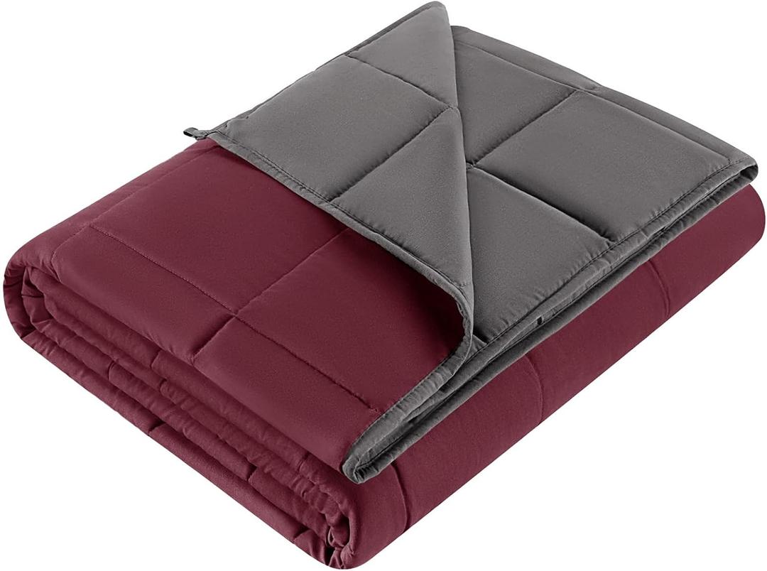 CYMULA Weighted Blanket Kids 7 Pounds (40''*60'' Throw Size) - Cooling Breathable Children Heavy Blankets Summer Winter - Ultra Microfiber Soft Comfort with Glass Beads - Gifts for Boys/Girls (Blck & Red)