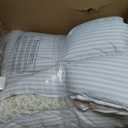 Laura Ashley - Queen Comforter Set, Soft Cotton Bedding with a Medium Weight 7 Piece Bed Set with Matching Pillowcases, Euro Shams & Bonus Throw Pillow Covers (Hope Patchwork Blue)