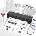 Portable Printers Wireless for Travel, Bluetooth Thermal Printer Supports 8.5" x 11" US Letter & A4 Size, Inkless Mobile Printer Work with Android iPhone Laptop for Home Office School, Black