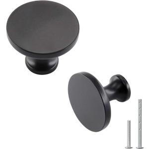 Goldenwarm 15 Pack Black Cabinet Knobs for Dresser Drawers Kitchen Hardware Handles 1.26 inch Width Round Knob for Cabinets,Zinc Alloy