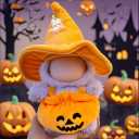 2-Set Halloween Doll Clothes, Pumpkin Dress with Witch Hat Costume Outfit, for 17cm Dolls, Accessories Only (Halloween Pumpkin)