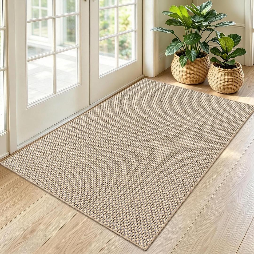 HearthCraft Ultra Thin Door Mat Indoor Entrance,32x48 Entryway Mat,Beige