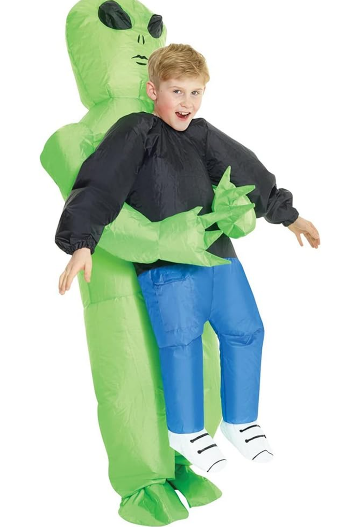 Morph Kids Inflatable Alien Costume, Blow Up Alien Outfit for Children, Abducted by Aliens Dress Up Costume, One Size