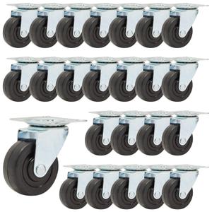 Stockroom Plus 2-Inch Swivel Caster Wheels - Rubber Swivel Casters - Floor-Protecting Furniture Wheels - Easy-Install Chair Rollers with Top Plate - Pack of 12