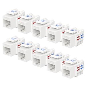 Cable Matters [UL Listed] 10-Pack 10Gbps Cat6 Keystone Jacks, RJ45 Keystone Jack, Ethernet Modular Jack in White for Patch Panel and Wall Plate