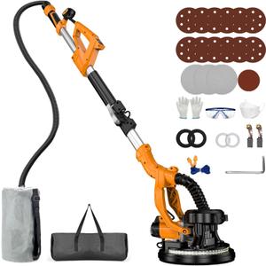 Drywall Sander with Vacuum Dust Collector, LED Light, 9 Variable Speed, Collapsible & Extendable Handle, Popcorn Ceiling Removal Tool, Drywall Sander with Vacuum for Wall Texture Elimination