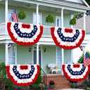 4 Pack 250th Anniversary Extra Large 3x6 Feet American Bunting Flag, Memorial Day Decoration Pleated Fan Red White Blue USA 250th Birthday Banner Patriotic Decor 4th of July Fourth July Outdoor