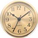 PATIKIL 3.5" 90mm Quartz Clock Insert, Round Quartz Movement Miniature Clock Mini Arabic Numeral Clock Fit 78mm/3.1" Diameter Hole for Replacement Home, Gold Tone, Style 1