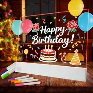 LED Note Board with 8 Highlighters, Lumiboard Led Drawing Board with 3 Modes & 5 Colors, Doodle Glow Drawing Tablet, Light Up Writing Pad, 13.18"X10", Valentines Day Gift