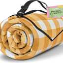 TigeJoy Extra Large Picnic Blanket Waterproof Foldable 80''x80'', Outdoor Picnic Mat Beach Blanket Sandproof for Park, Grass, Travel, Hiking, Camping Essentials, Gingham Picnic Blanket (Yellow)