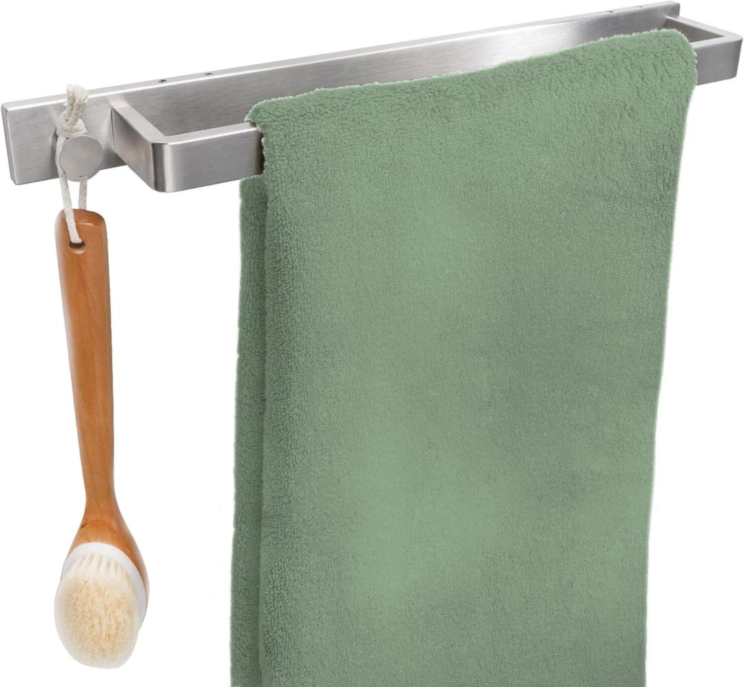 Saffron & Sage Towel Racks for Bathroom Wall Mounted, 17 inch Heavy Duty Bathroom Towel Rack Wall Mounted, Stainless Steel Bathroom Towel Holder for Bathroom Wall, Easy to Installation, Brushed Steel