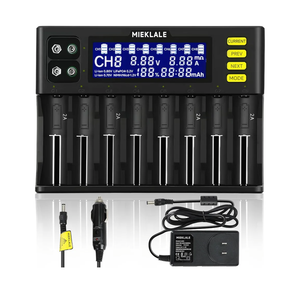 18650 Battery Charger, MIEKLALE 12+2 Bays Universal Battery Charger with Smart LCD Display for Rechargeable Batteries Liion LiFePO4 RCR123 16340 26650 10440 14500 & 9V,NiMH NiCd AAA AA (12+2 Slot)