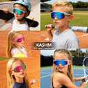 Youth Baseball Sunglasses for Boys Girls Softball Cycling Sports Sunglasses Kids Lightweight UV Protection (3pack-black+red+blue)