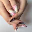 10Pcs Spring Summer Press on Nails Almond Shape False Nails with Bow Design Medium Length Fake Nails Handmade Nails Press On 3D Star Fake Nails Reusable Nails for Women (Size M)