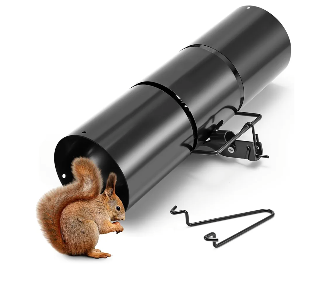 Qualirey Tube Squirrel Trap Rust Resistant Trap 4.5'' in Diameter with a Setting Tongs for Backyards Patios Gardens, Safe and Effective Pest Control Commercial and Residential Use(1 Pcs, 15 Inch)