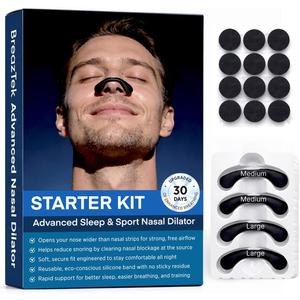 Premium Nasal Strips for Nighttime Sleep, Comfort-Fit Nose Strips with Skin-Friendly Adhesive for Men & Women (Black, Large)