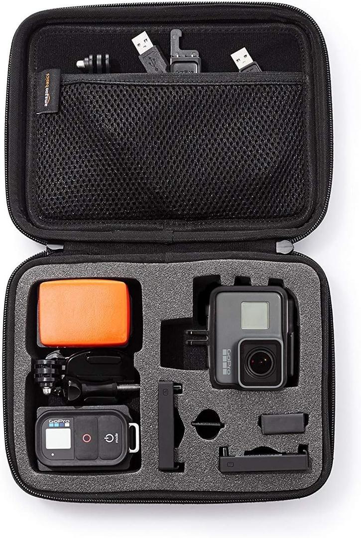 Amazon Basics Small Carrying Case for GoPro And Accessories, 9 x 7 x 2.5 Inches, Solid, Black