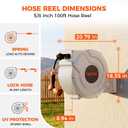 5/8 Inch 100ft Retractable Garden Hose Reel with Any-Length Lock Slow Auto Rewind Heavy Duty Hose Reel With 9-Pattern Nozzle 180 Swivel Bracket UV Resistant Wall Mounted Hose Reel for Outside