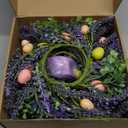 6 Pcs Small Purple Daisy Flower Hanging Wreaths for Cabinets with White Floral Eucalyptus Leaves Lavender Artificial Grains Mini Candle Rings Wreath for Home Front Door Farmhouse Coastal Purple Porch